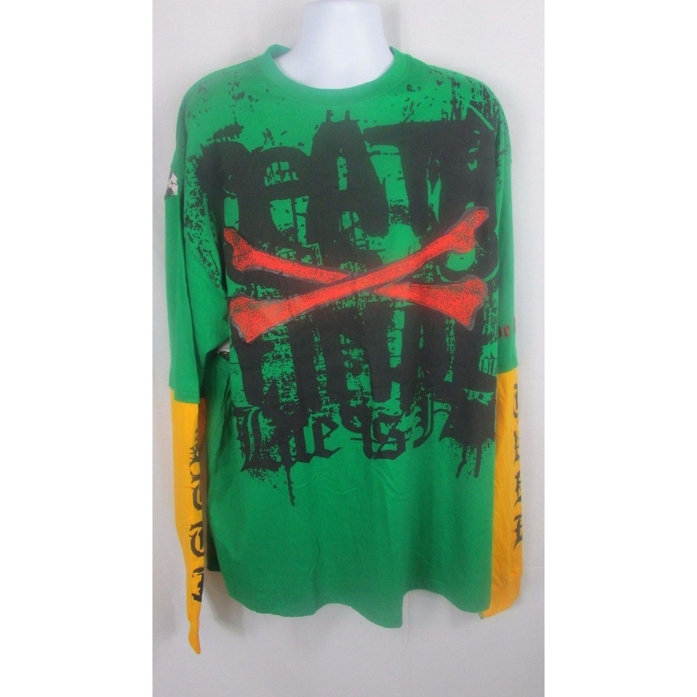 Men urban wear BRIGHT shirt XXL Attitude Look Sharp live smart skull crossbones